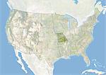 Des États-Unis et l'état du Missouri, Image Satellite avec effet de relief