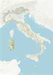 Italy and Sardinia, Relief Map