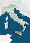 Italie et en Sicile, Image Satellite de la couleur vraie