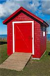 Hangar rouge, phare de La Martre, Gaspésie, Québec, Canada