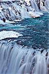 Gullfoss-Wasserfall im Winter Hvita Fluss, Island