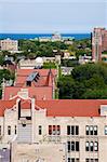 University of Chicago campus aerial photo.  Museum of Science and Industry in the background.