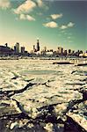 Winter in Chicago - downtown seen from marina