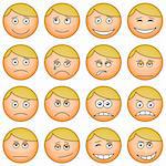 Set of the vector round smilies symbolising various human emotions