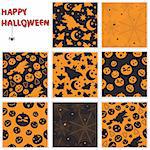 Collection of halloween patterns. Vector illustration.