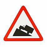 Steep Hill Ascent traffic sign recycled paper on white background.