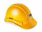 Yellow hard hat on white, isolated with clipping path