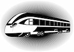 Modern rail transport. Black and white illustration