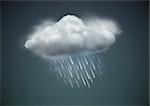 Vector illustration of cool single weather icon - cloud with heavy fall rain in the dark sky