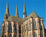 Backside view of the St. Elisabeth's Church in Marburg an der Lahn, Hesse, Germany