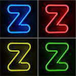 Highly detailed neon sign with the letter Z in four colors