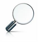 Vector illustration of magnifying glass isolated on white background.