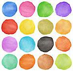 Abstract colorful watercolor hand painted circle isolated on white