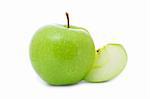 green fresh juicy apple isolated over white