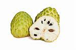 Tropical custard apple fruit on white background