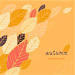 Autumn orange background with hand-drawn leafs and text