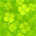 Green Seamless Pattern with Clover leaves for infinite luck