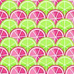Seamless Pattern with Grapefruits and Limes in Straight Order