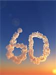 clouds makes the shape of number sixty - 3d illustration