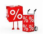 red sale cube figure next hand truck