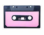 Vintage audio cassette isolated on white, clipping path.