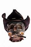 Skull with hat and cigarett, non smoking concept