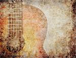 Grunge background with red guitar