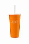 Orange Juice in Paper Cup on White Background