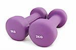 2 kg rubber dipped purple dumbbell, selective focus