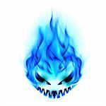 Blue Evil burning Halloween symbol. Illustration on white background