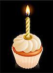 Fairy cake cupcake graphic with gold birthday candle on top