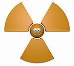 nuclear symbol with grin comic face - 3d illustration