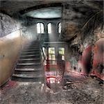 staircases in an abandoned complex, hdr processing