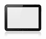 Digital tablet PC with blank screen isolated on white. Include clipping path for tablet and screen.
