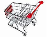 Empty shopping cart isolated on white background