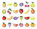 Funny fruit characters smiling for your design