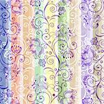 Colorful floral seamless striped translucent pattern (vector EPS 10)