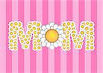 Happy Mothers Day with Daisy Flower Pattern on Pink Stripes Background Illustration