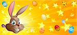 Easter background with Easter bunny stars and Easter eggs
