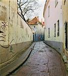 Old town street in Vilnius. Early spring season.
