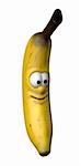 funny banana with comic face - 3d cartoon illustration