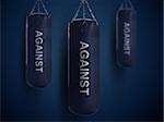 boxing punch bag on dark blue background