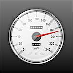 Detailed Car Speedometer with Warning Icons, vector illustration