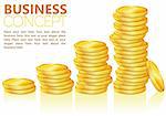 Concept Success in Business with Coins and Graph, template for design, vector illustration