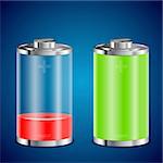 Battery Transparent Icons with Different Levels of Charge, vector illustration
