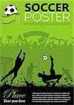 Soccer Poster with Players and Fans on grunge background, element for design, vector illustration