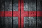 england flag painted on old wooden wound