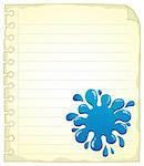 Blank notepad page with ink blot - vector illustration.