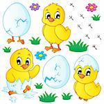 Cute chickens collection - vector illustration.