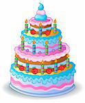 Decorated birthday cake 1 - vector illustration.